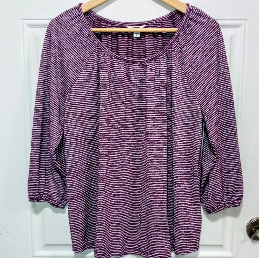 🌼Sonoma 3/4 cuffed sleeve striped top🌼 - Picture 1 of 6